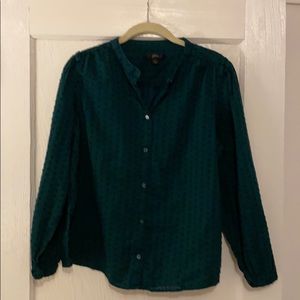 J. Crew emerald green swiss dot blouse Large